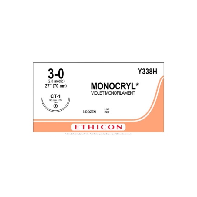 Sutures  Monocryl Monofilament Suture   Violet   27   3 0