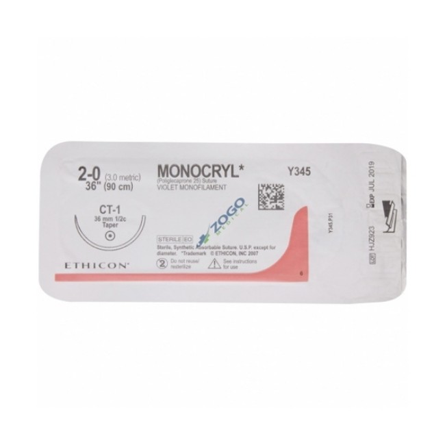 Sutures  Monocryl Monofilament Suture   Violet   36  Size 2 0