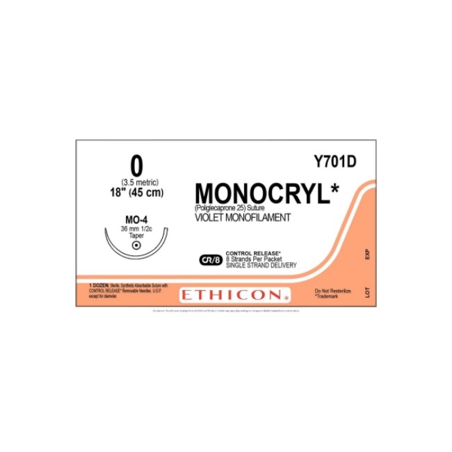 Sutures  Monocryl Monofilament Suture   Violet   8 18  Size 0 0