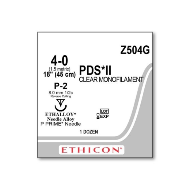 Sutures  Pds Ii Clear Monofilament Suture   Size 4 0   18   P 2 Needle