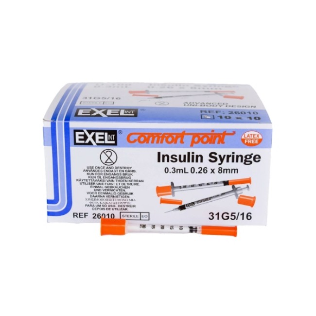 Standard Insulin Syringe With Needle Comfort Point  Lo Dose 0 3 Ml 5 16 Inch 31 Gauge Nonsafety Thin Wall