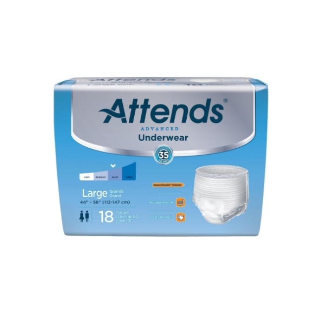 Incontinence Briefs  Attends Super Plus Absorbency Pull On Underwear   Size L   44  To 58  Waist