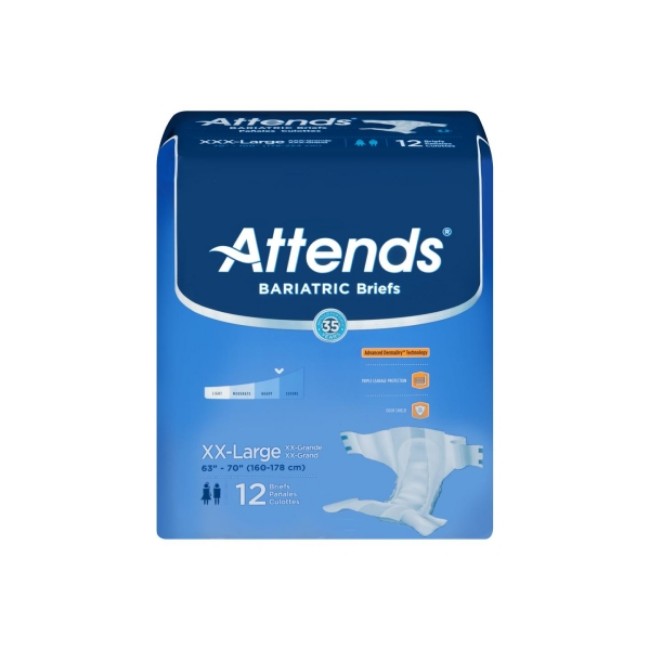 Incontinence Briefs  Attends Dermadry Heavy Absorbency Brief   Size 2Xl   63  To 70  Waist   12 Pack