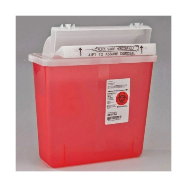 Sharps Containers  Sharpsafety In Room Sharps Container   Mailbox Lid   Transparent Red   5 Qt 