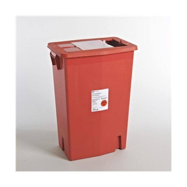 Sharps Containers  Sharps Container With Slide Lid   Red   18 Gal   26 H X 12 75 D X 18 25 W   7 25  L X 6  W Lid Opening