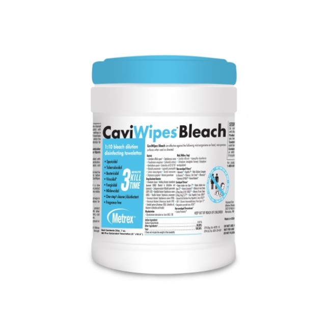 CaviWipes Bleach Disinfecting Towelettes  90 per Canister  6  x 10 5 