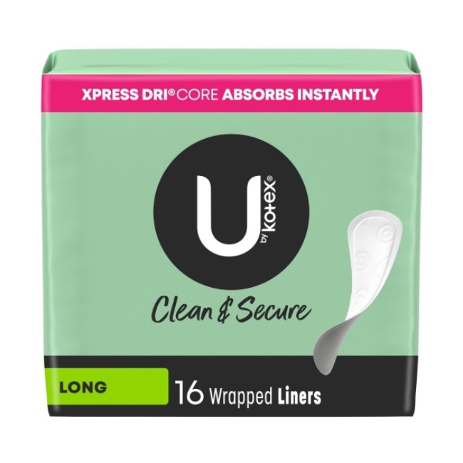 Panty Liners  U By Kotex Clean   Secure Panty Liners   Long Length   16 Bx