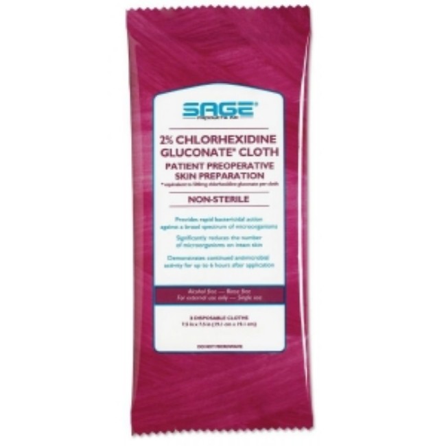 2  Chlorhexidine Gluconate Cloths By Sage Products