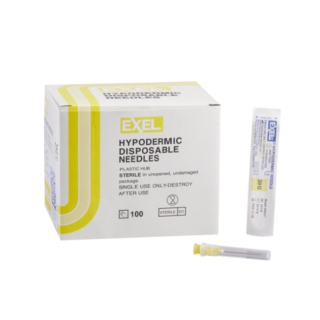 Non Returnable   Needle Hypodermic Exel 30G X 1  Bx 100