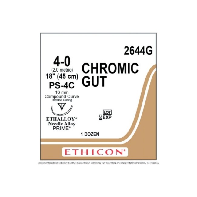 Suture   Chromic Gut  Brown Single Armed Absorbable Virtual Monofilament Chromic Gut 4 0 Ps 4C 18  Suture