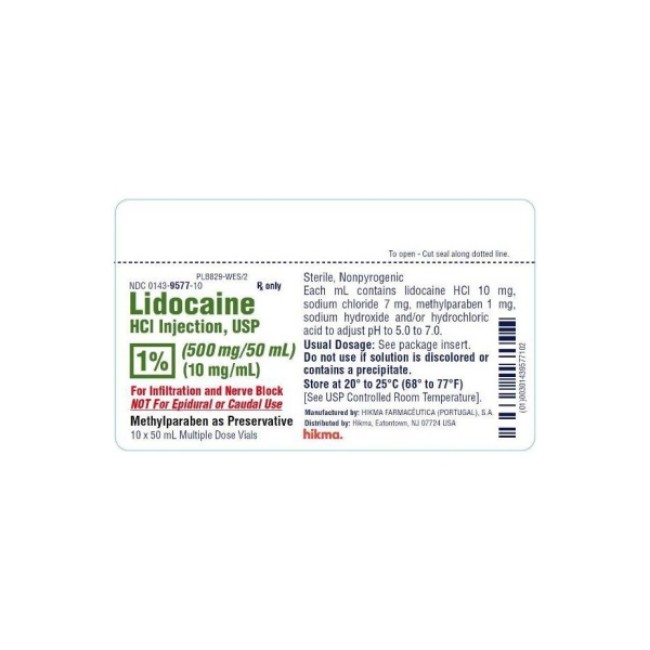 Injections  Lidocaine Hydrochloride Injection  1  Multi Dose Vial  10 x 50 mL