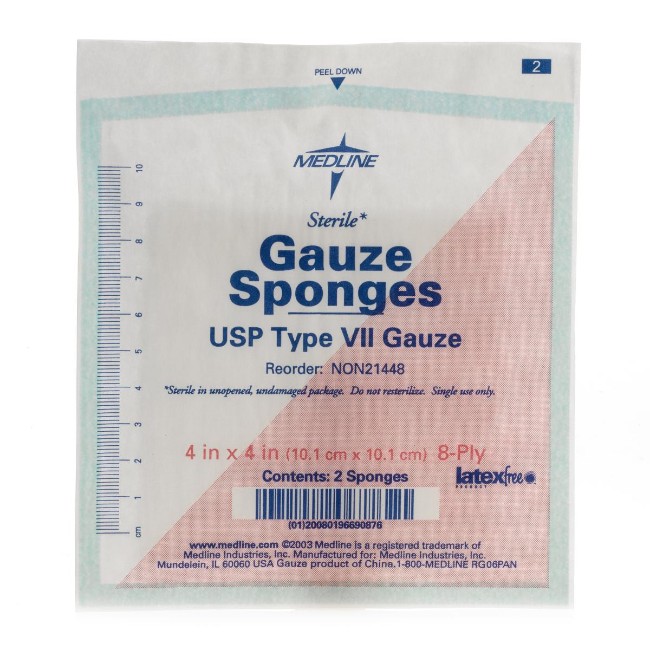 Gauze Sponges  Woven Sterile Gauze Sponges   4  X 4   8 Ply   2 Pack