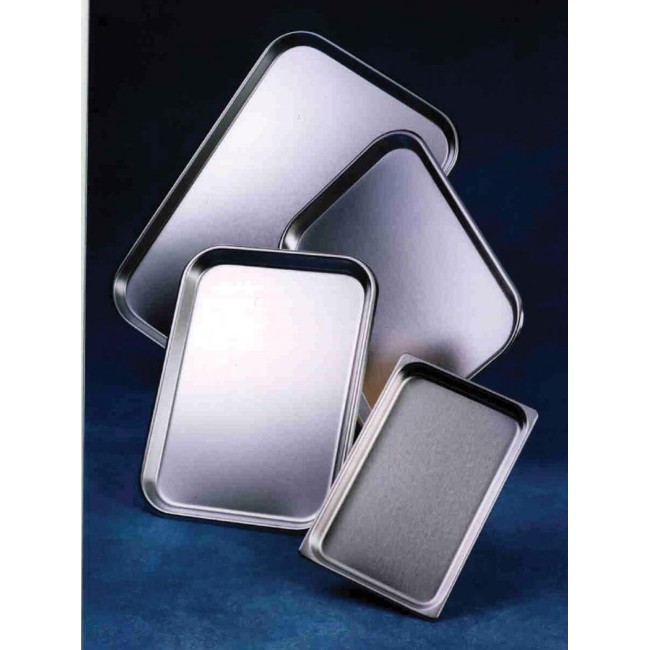 Stainless Steel Oblong Instrument Tray With Rolled Bead   13 11 16  X 9 13 16  X