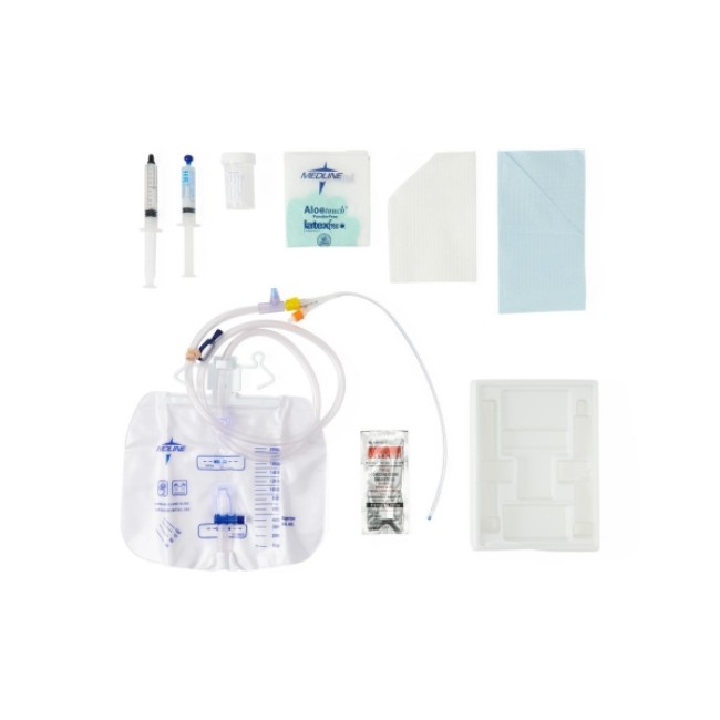 Catheter Trays  2 Layer Catheter Tray With Drain Bag   Drain Bag With Anti Reflux Tower   Luer Lock   16 Fr   10 Ml