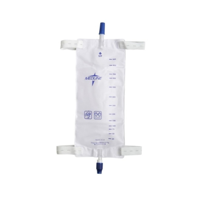 Drain Bags  Urinary Leg Drain Bags With Elastic Straps   Vinyl Back   Twist Valve   Large   900 Ml