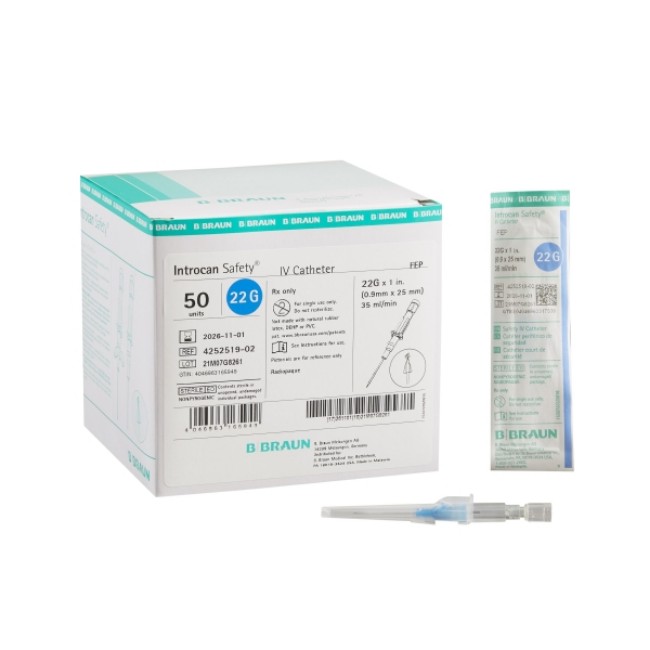 CATHETER  IV INTROCAN SAFETY FEP 22GX1 