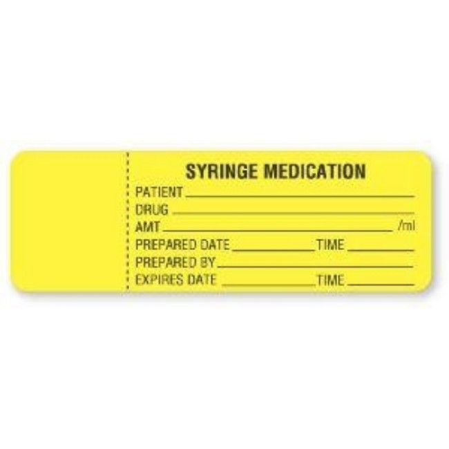 Label   Syringe Medication Yellow