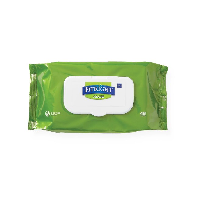 FitRight Aloe Scented Wet Wipes  8 x 10  Flip Top Lid  48 Pack