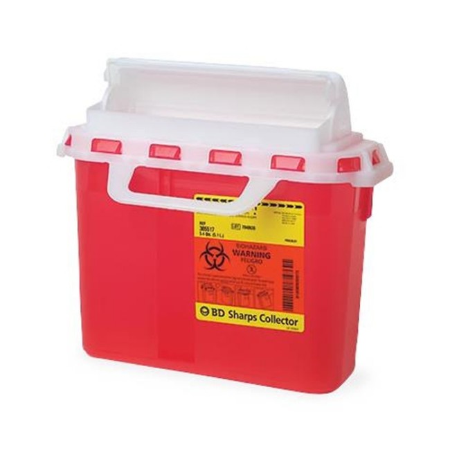 Sharps Collectors  Recykleen Patient Room Sharps Collector With Counterbalanced Door   Pearl   3 Gal 