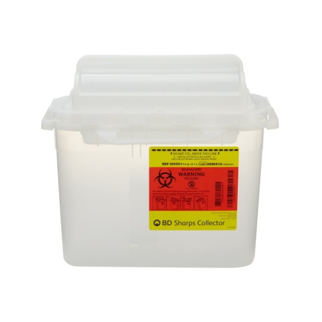 Sharps Collectors  Patient Room Sharps Collector With Counterbalanced Door   Clear   5 4 Qt 