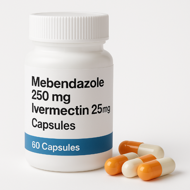 Mebendazole 250mg   Ivermectin 25mg Capsules