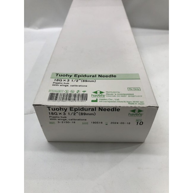 Weiss Style Tuohy Epidural Needle  18G x 3 5 