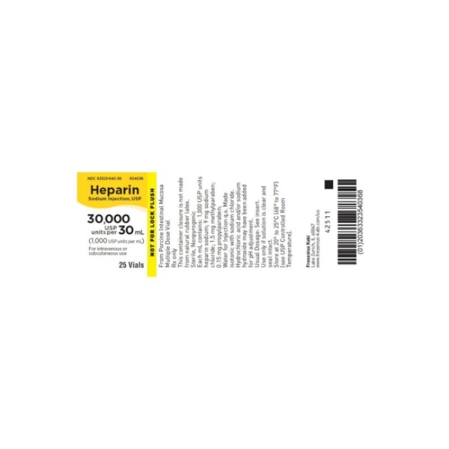 Heparin Sodium Injection  1 000 Units mL  Multi Dose Vial  25 x 30 mL