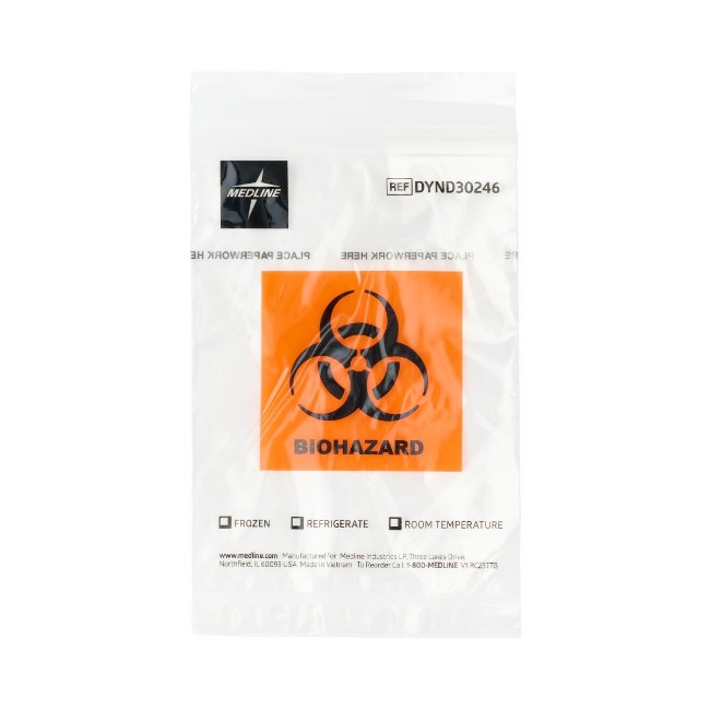 Zip Style Biohazard Specimen Bag with Pocket  4  x 6 