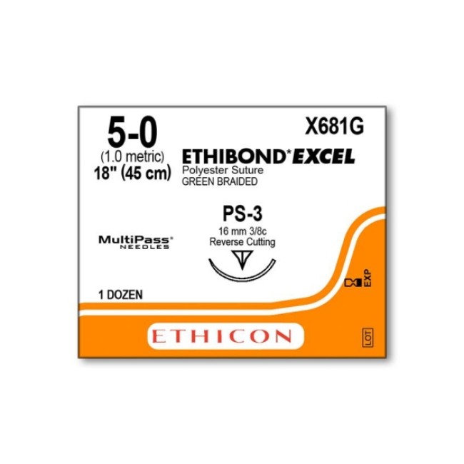 Sutures  Ethibond Excel Suture  Green  PS 3  Size 5 0  18 