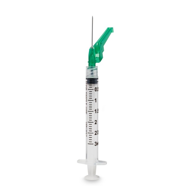 Reli Safety Hypodermic Needle  21G x 1 L  with Pre Attached Luer Lock 3 mL Low Dead Space Syringe