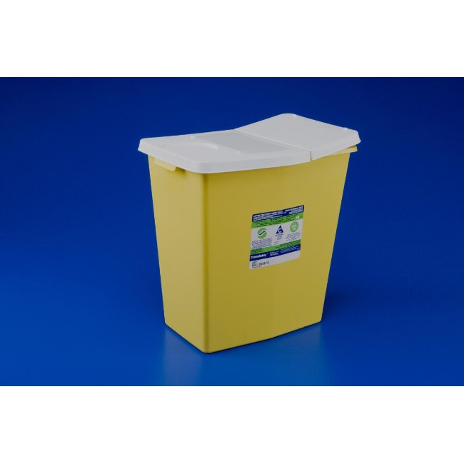 CONTAINER CHEMO 8 GAL YELLOW HINGED TOP