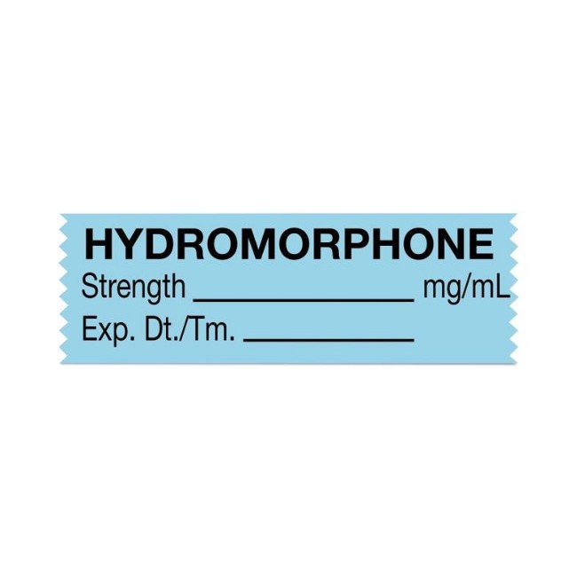Hydromorphone Label Tape  Strength  mg mL  Expiration Date Time  Light Blue  1 1 2  x 1 2  Removable  500 Roll
