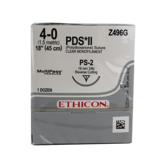 PDS Plus Monofilament Suture  PS2  Clear  Size 4 0  18 