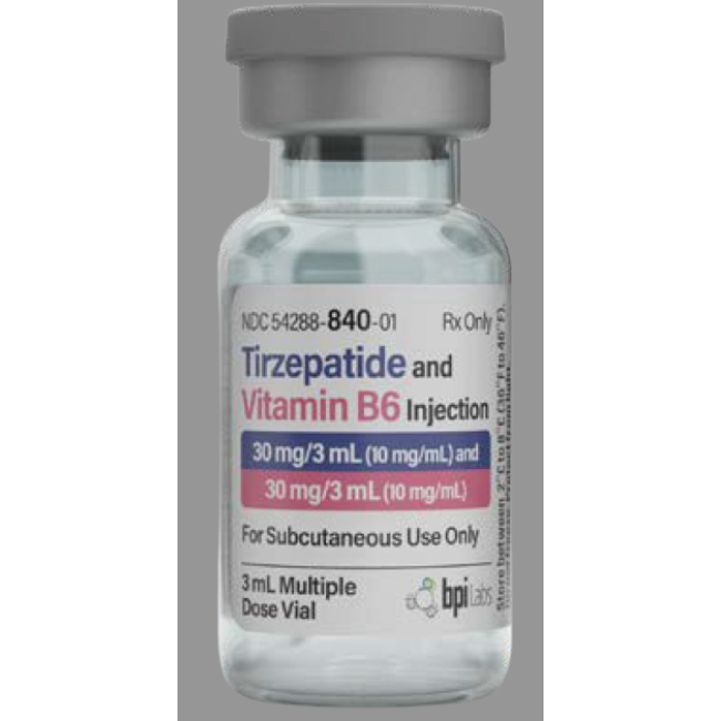 Tirzepatide 10mg mL   B6 10mg mL Injection  3mL Vial    30mg Tirzepatide