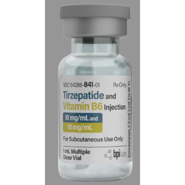 Tirzepatide 10mg mL   B6 10mg mL Injection  3mL Vial    30mg Tirzepatide