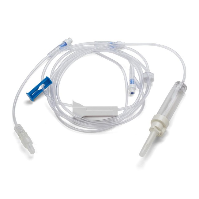 Iv Administration Sets  60 Drop Iv Administration Set With Needle Free Y Sites   Rotating Male Luer Connector   3 Needle Free Ports   111 