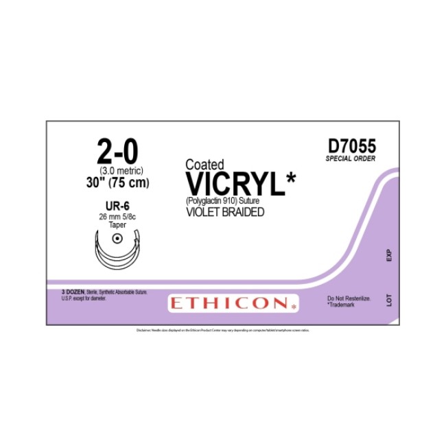 Coated Vicryl Suture   Violet Braided   Size 2 0   30   With Double Armed Ur 6 Needle   D Special