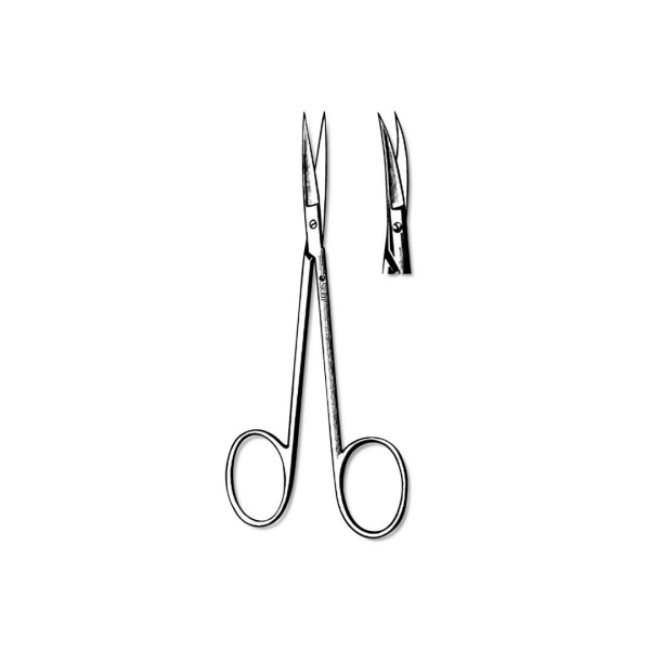 SCISSOR IRIS STAINLESS STEEL SHARP SHARP 4 1 2IN CURVED NONSTERILE LATEX FREE REUSABLE