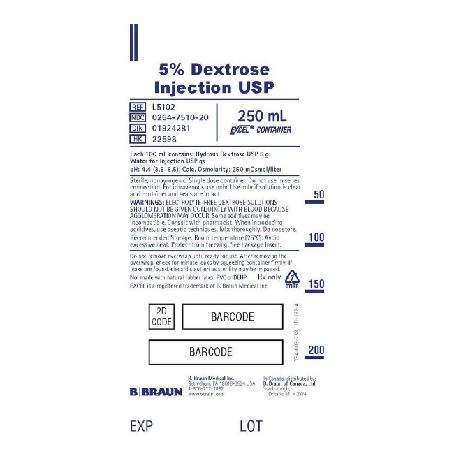 Solutions  5  Dextrose Solution  USP  250 mL  Bag