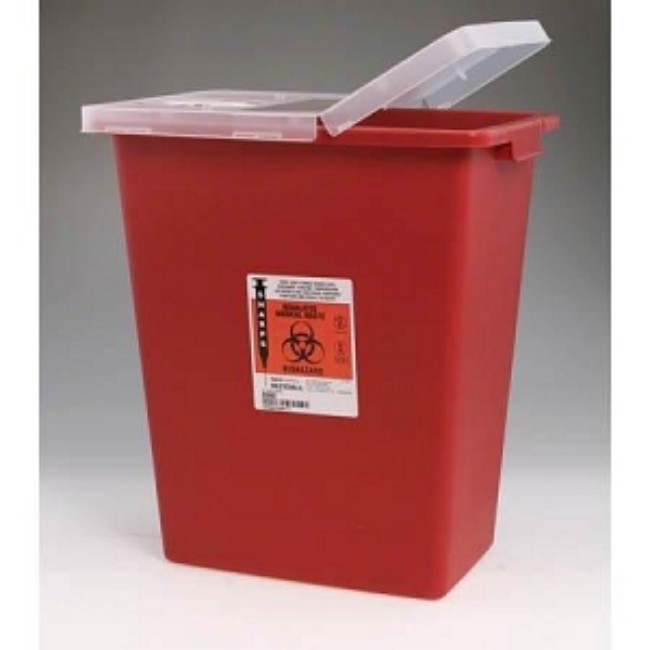 Sharps Containers  Sharpsafety Sharps Container With Hinged Lid   Red   8 Gal 