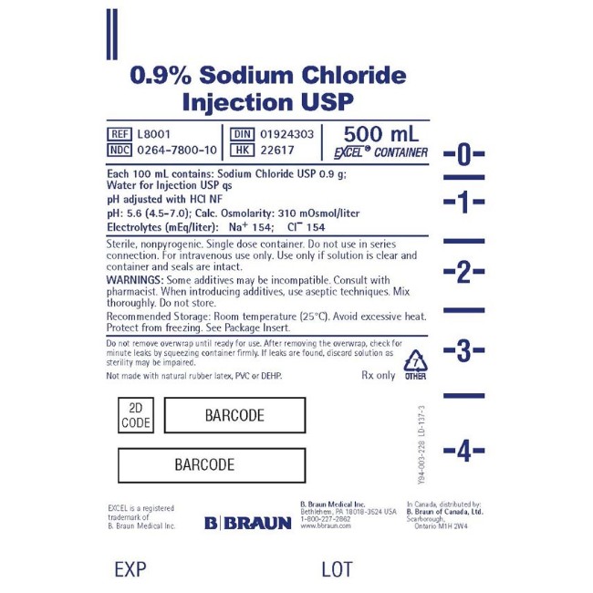 Injections  0 9  Sodium Chloride Injection Solution  USP  500 mL