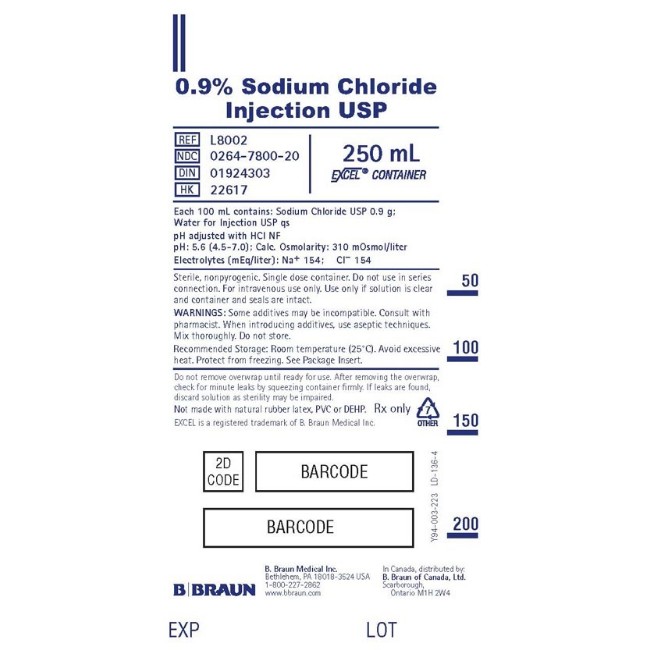 Injections  0 9  Sodium Chloride Injection Solution  USP  250 mL Bag