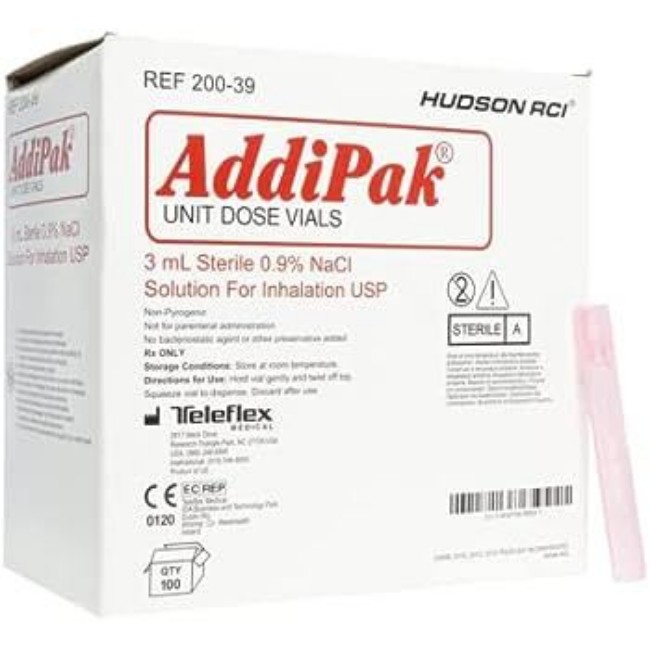 Addipak Respiratory Inhalation Solution   Saline 0 9   Sterile   Red Vial   3 Ml