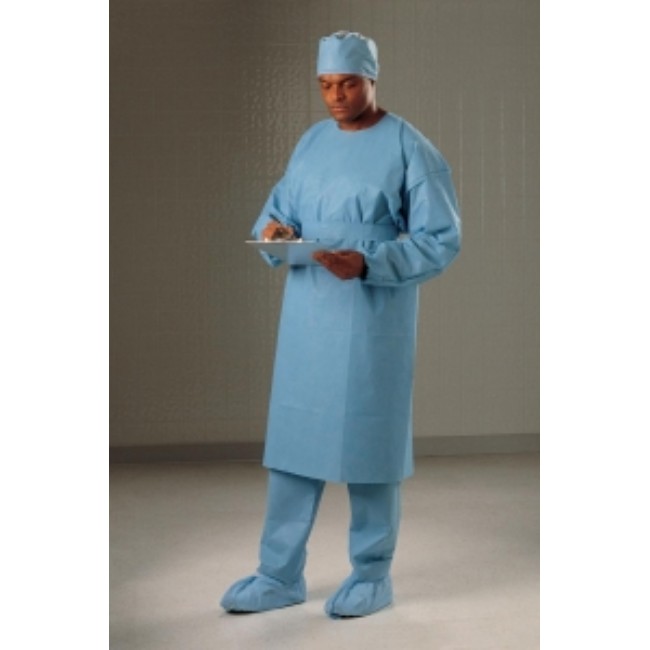 Isolation Gowns  Fluid Resistant Procedure Gown With Knit Cuffs   Blue   Size Xl