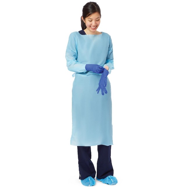 Gown  Iso  Thmblp  Polyethylene  Blue  Un
