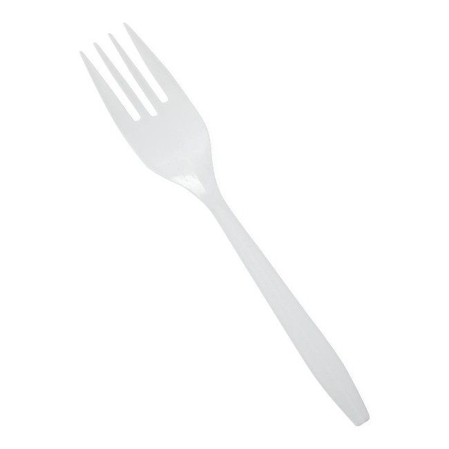 Eating Utensils  White Polypropylene Medium Weight Fork   5 75 