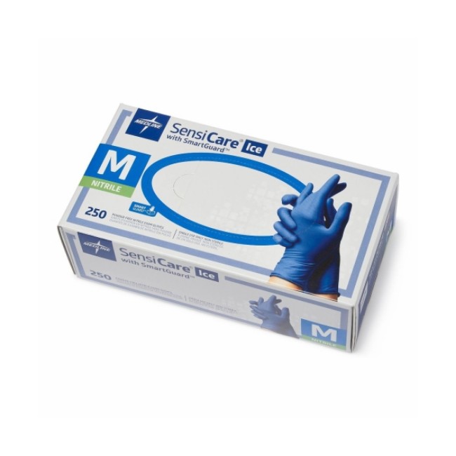 Gloves  Sensicare Ice Powder Free Nitrile Exam Gloves With Smartguard Film   Size M