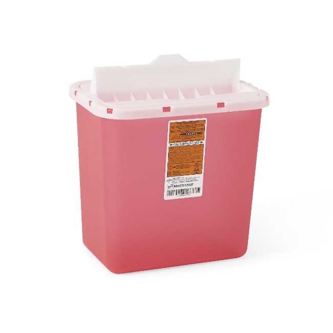 Sharps Containers  Patient Room Sharps Container With Counter Balance Lid   Translucent Red   2 Gal 