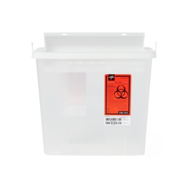 Sharps Containers  Patient Room Sharps Container With Counter Balance Lid   Clear   5 Qt 