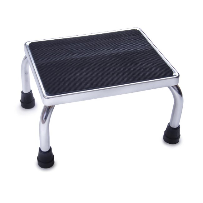 Footstool  Chrome Footstool With Rubber Mat   350 Lb  Weight Capacity